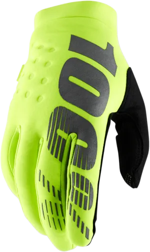 100% Brisker Gloves - Fluo Yellow/Black - Large 10003-00017