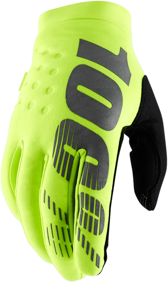 100% Brisker Gloves - Fluo Yellow/Black - Large 10003-00017