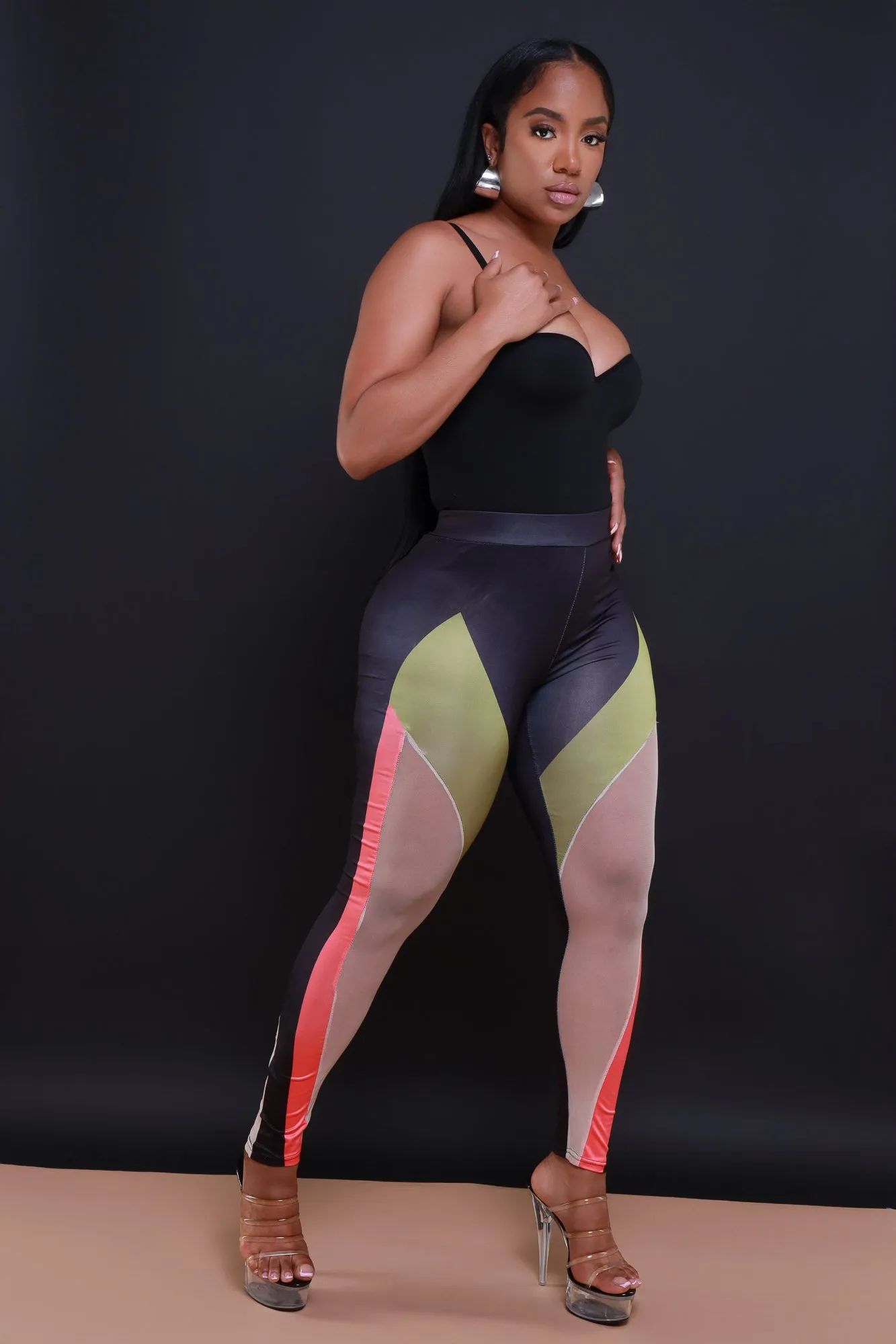 After All High Rise Multicolor Leggings - Black/Pink