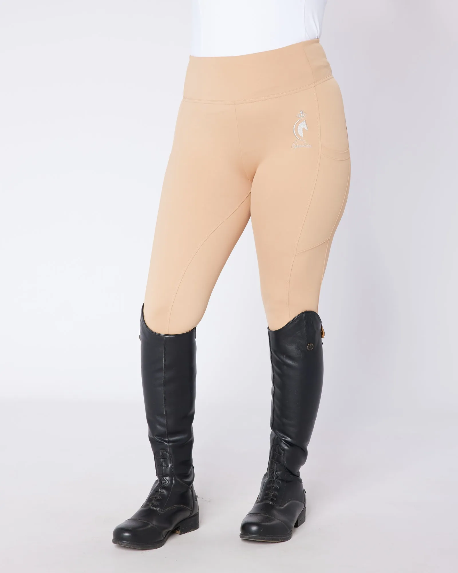 Beige Riding Leggings / Tights - BISCUIT BEIGE No Grip