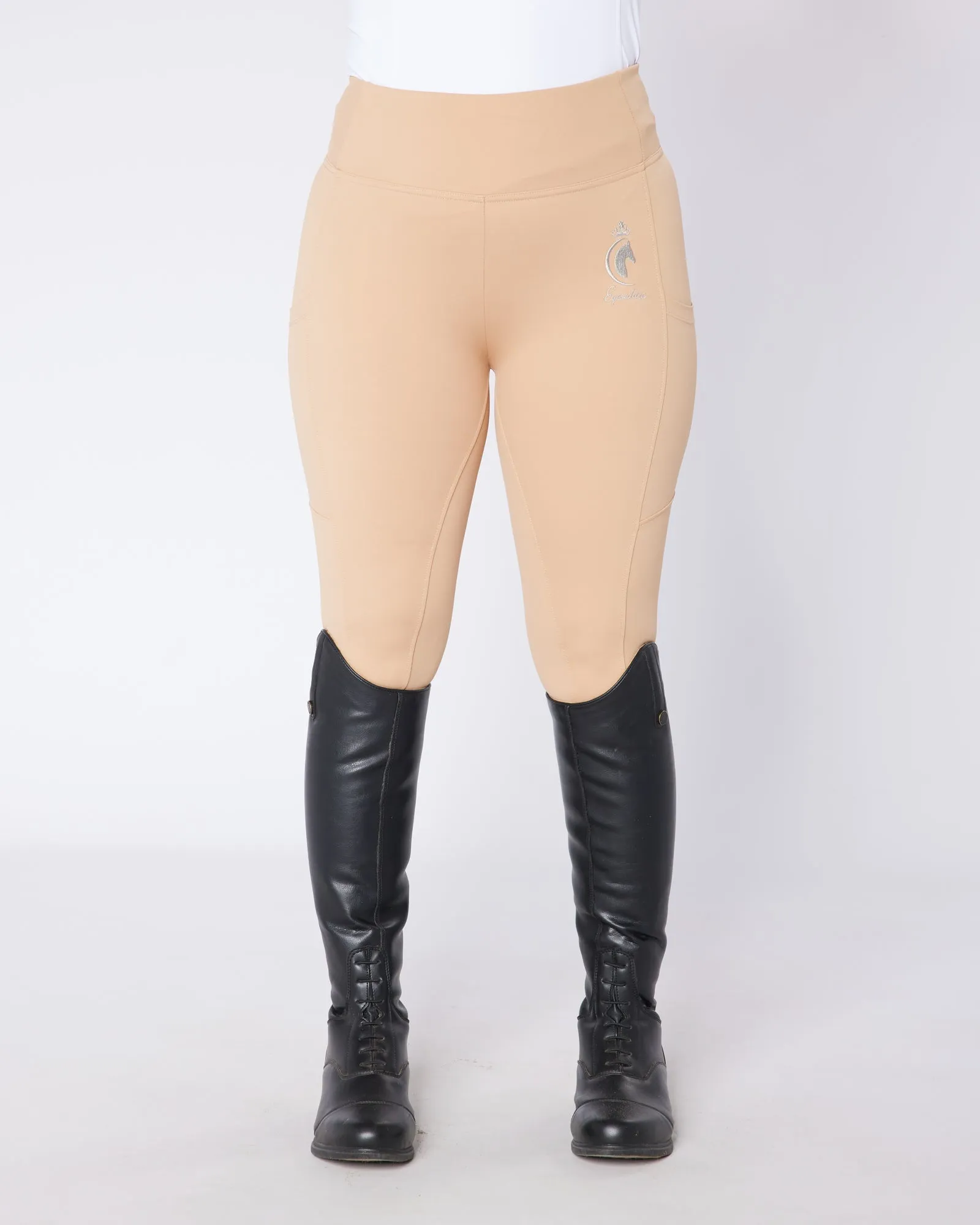 Beige Riding Leggings / Tights - BISCUIT BEIGE No Grip