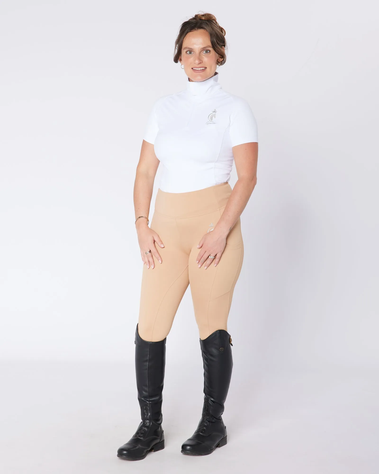 Beige Riding Leggings / Tights - BISCUIT BEIGE No Grip