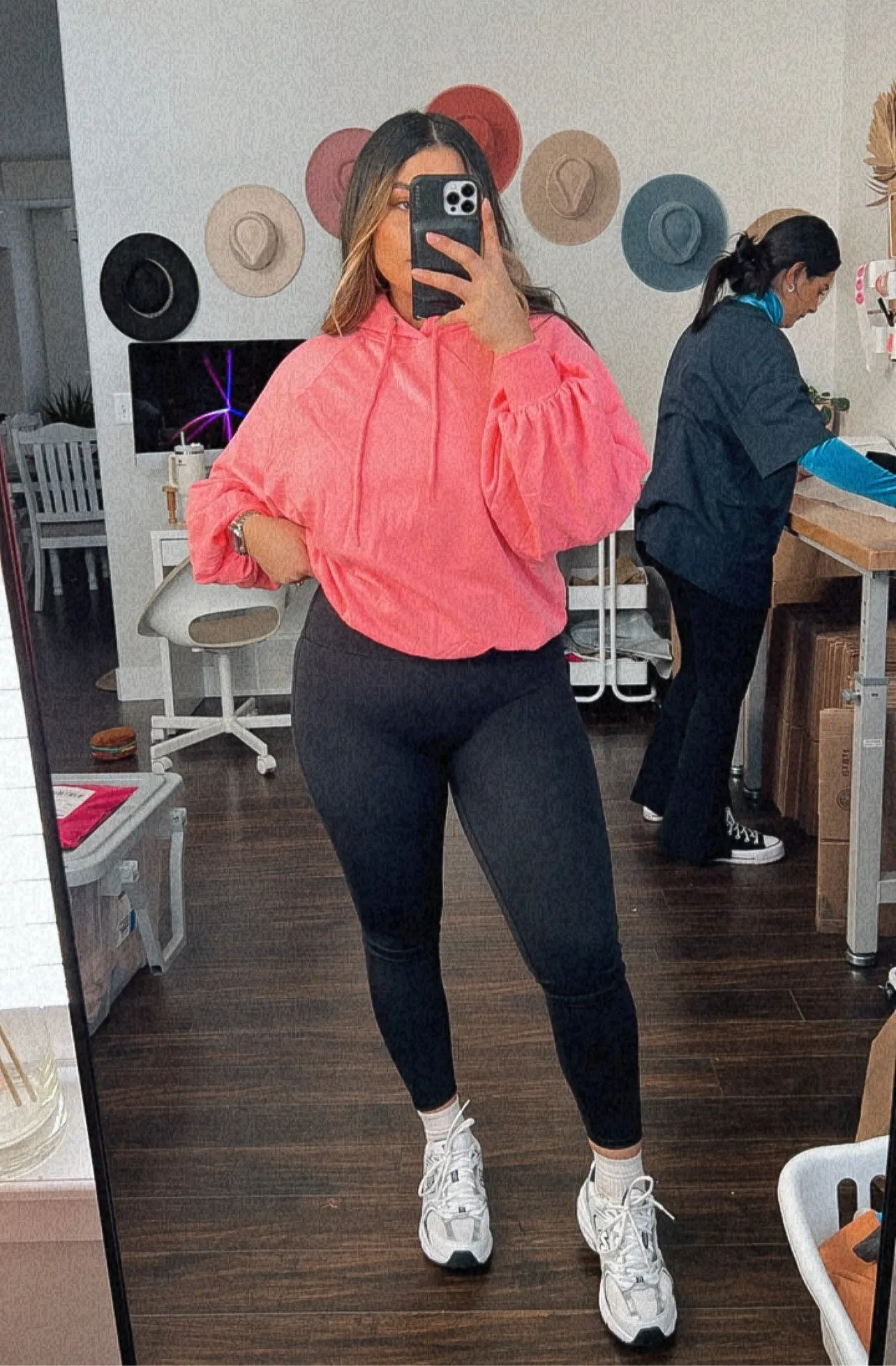 bright pink balloon sleeve hoodie (S-3X)