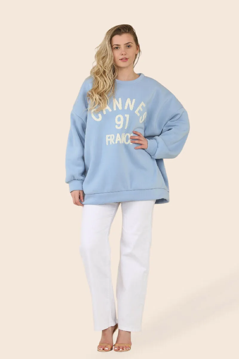 Cannes Oversized Cotton Sweatshirt Top