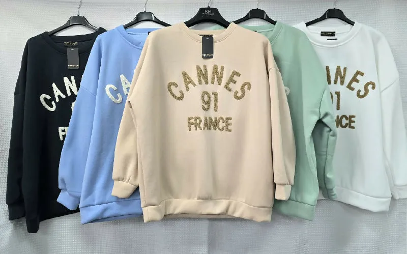 Cannes Oversized Cotton Sweatshirt Top