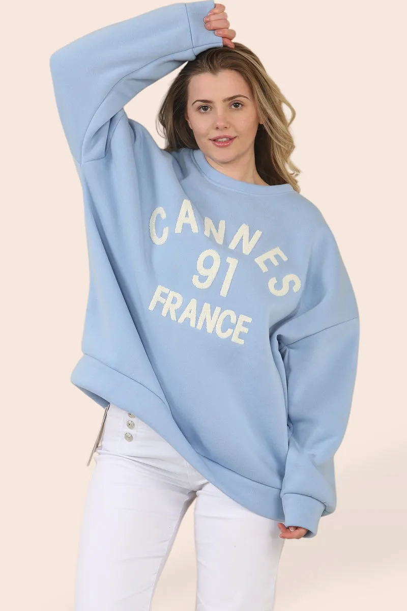 Cannes Oversized Cotton Sweatshirt Top