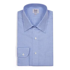 Classic Fit Dogtooth Italian Twill Button Cuff Shirt in Sky Blue