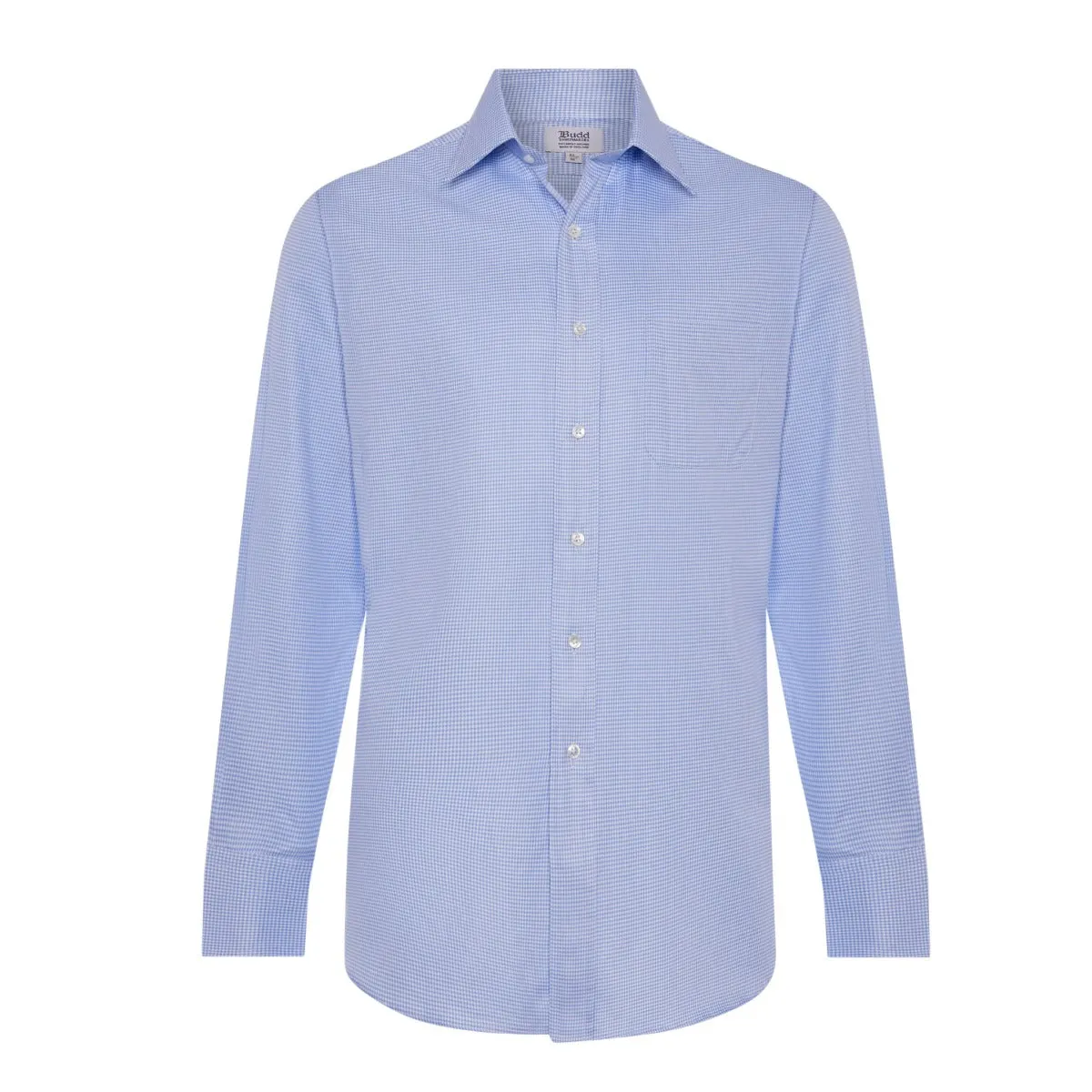 Classic Fit Dogtooth Italian Twill Button Cuff Shirt in Sky Blue