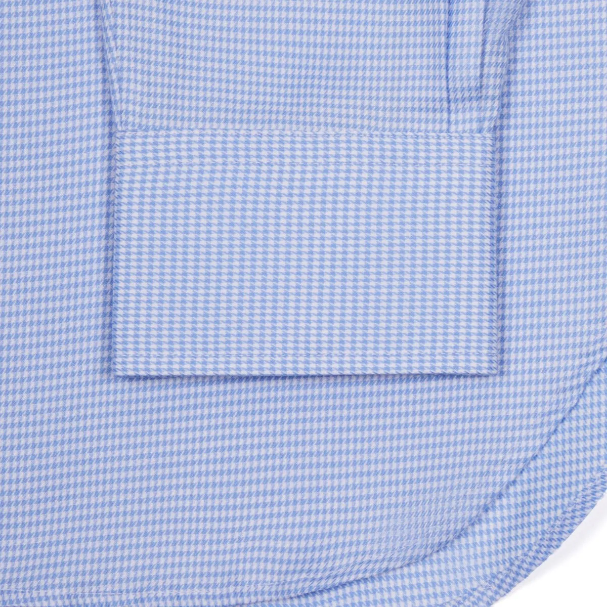 Classic Fit Dogtooth Italian Twill Button Cuff Shirt in Sky Blue