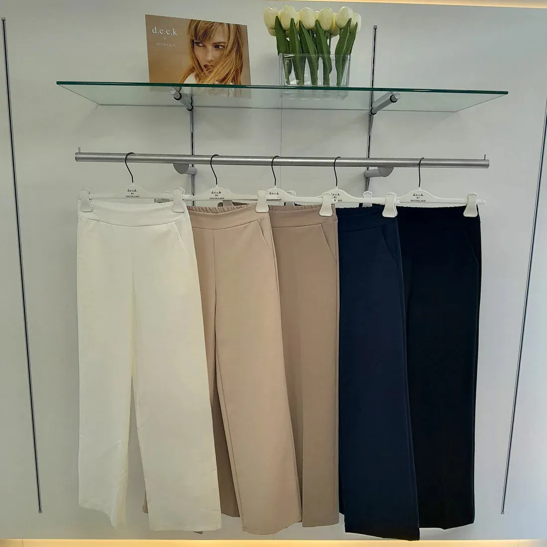 Deck Cotton and elastane stretch straight leg trouser