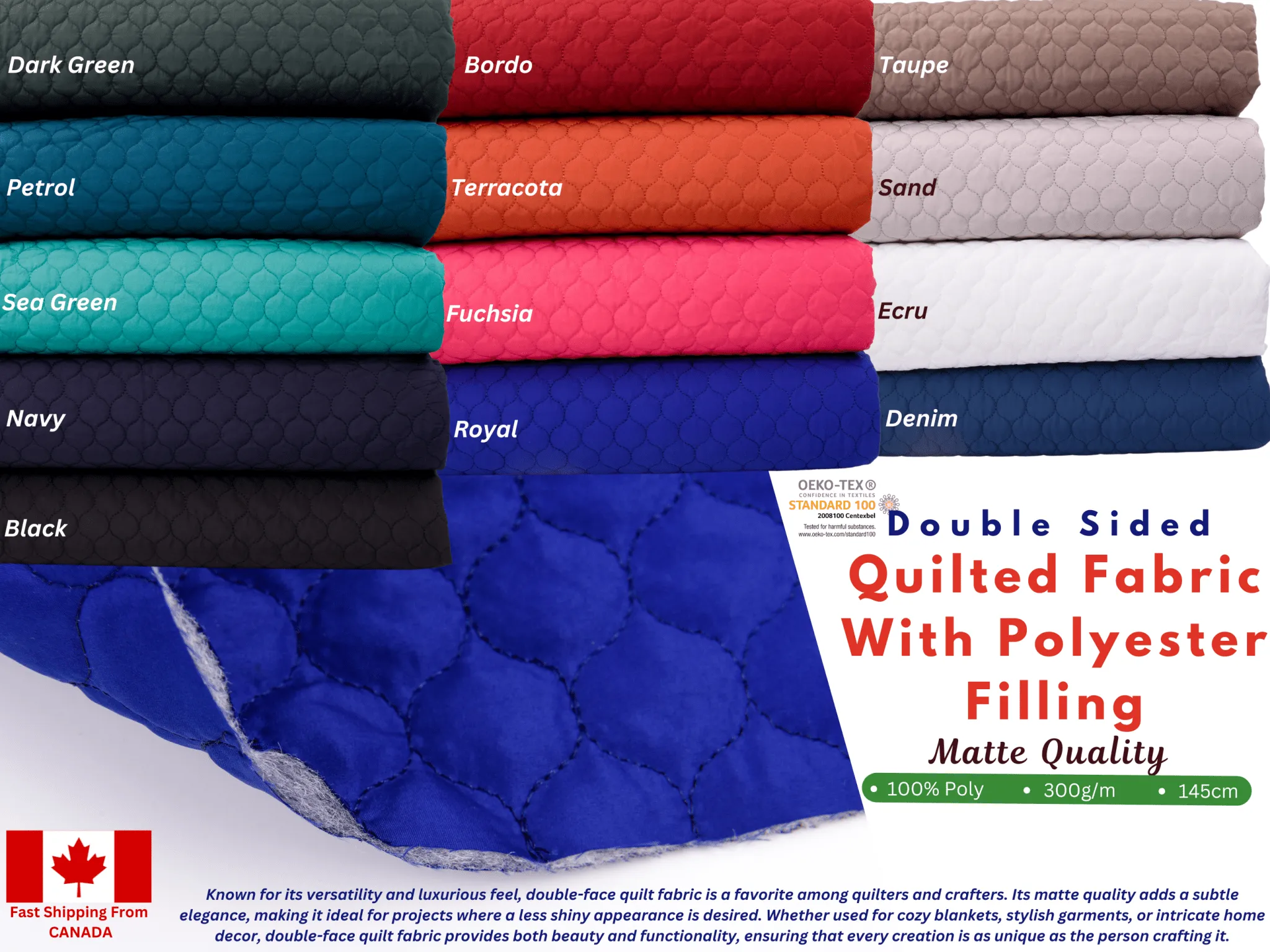 Double Sided Quilted Fabric With Polyester Filling ( Vest, Jackets )