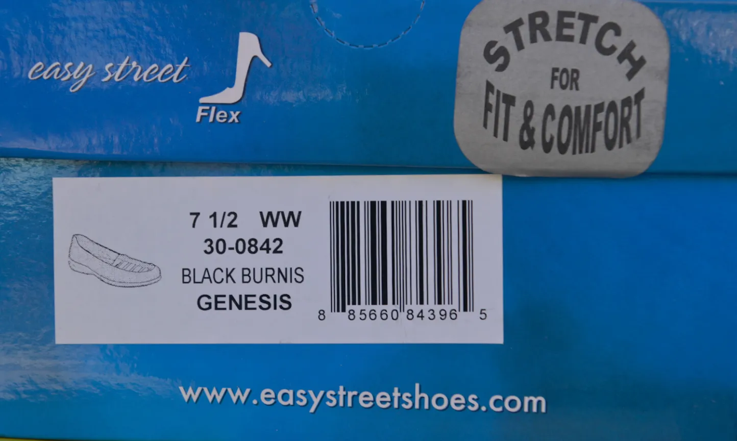 Easy Street Women's Genesis Flat  Color: Black Burnish  Size 7.5WW