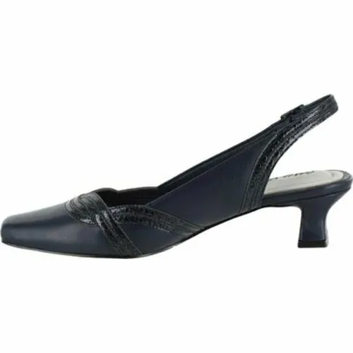 Easy Street Women's Navy Patent Snake Easy Street Stunning Slingback Size 7.5 M