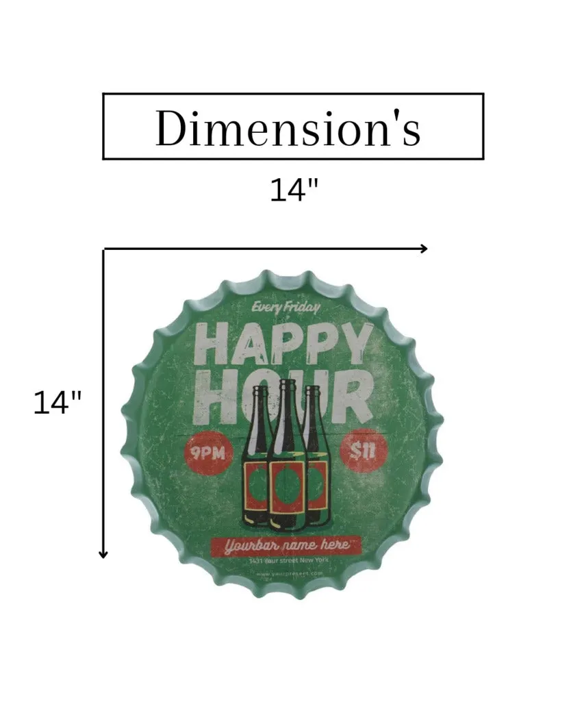 Every Friday Happy Hours Bottle Cap Wall Decor | 14 inches