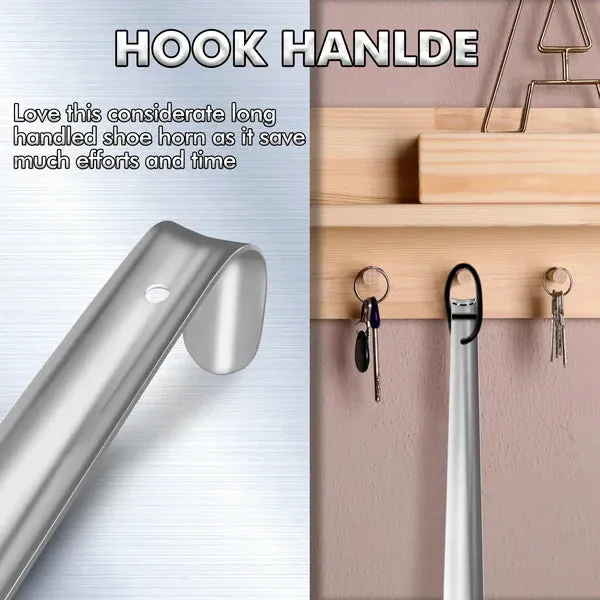 Extra Long Metal Shoe Horn – 16.5" Handle for Seniors & Easy Shoe Assistance