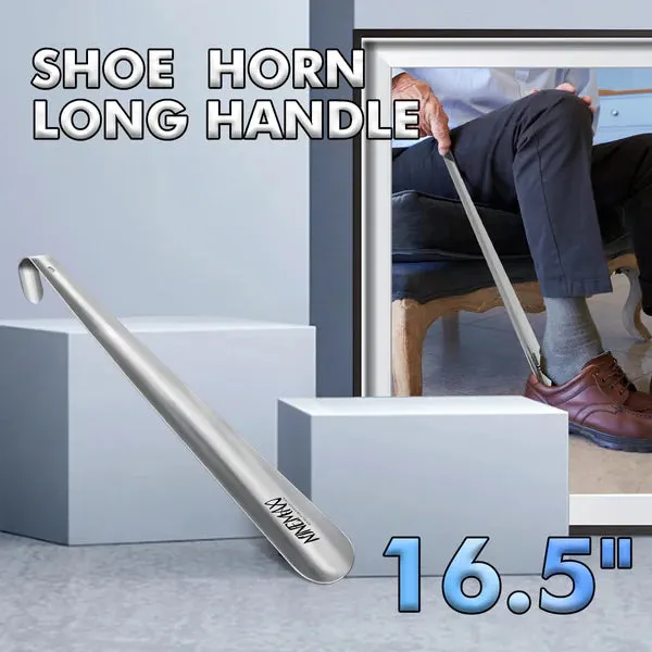 Extra Long Metal Shoe Horn – 16.5" Handle for Seniors & Easy Shoe Assistance