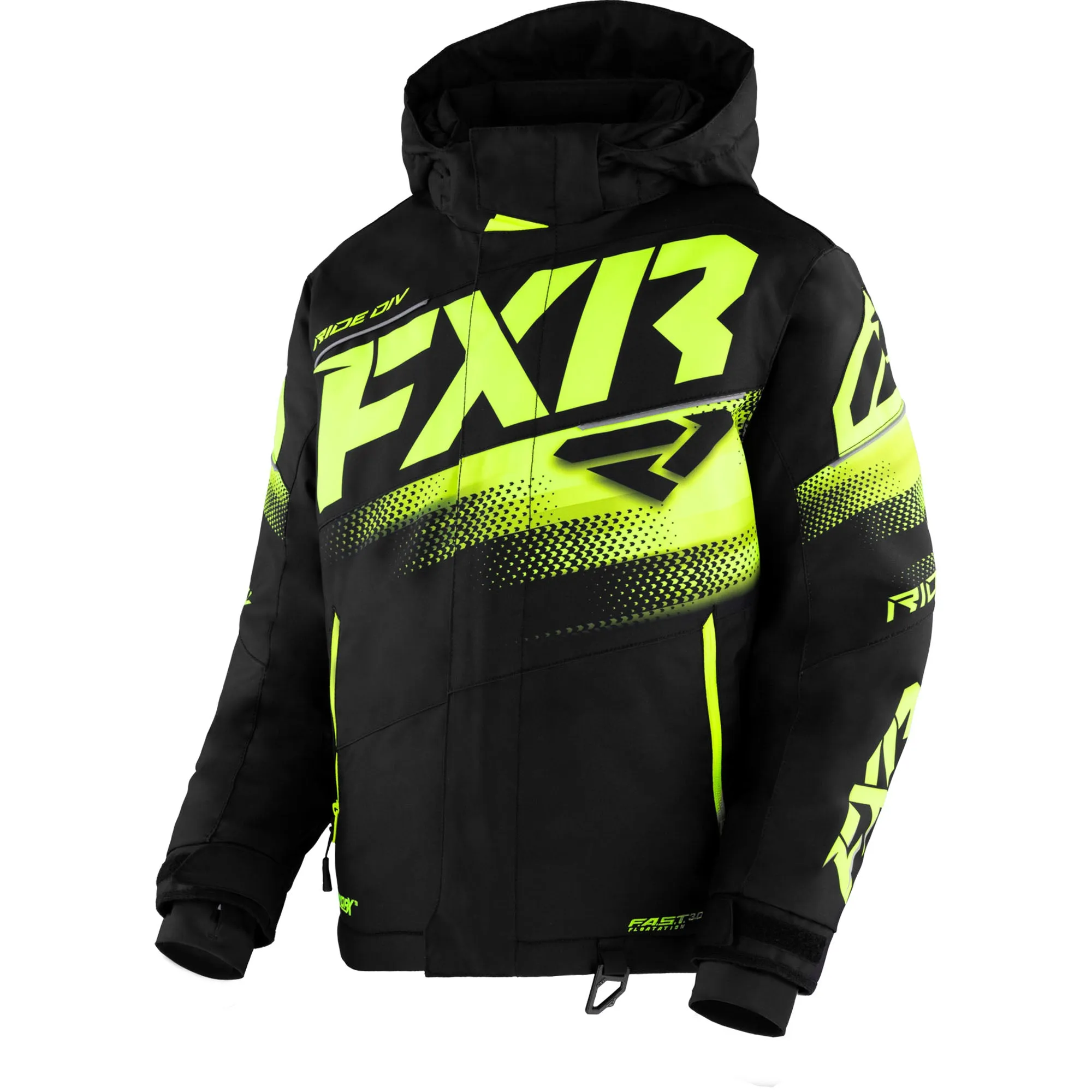 FXR Child Boost Snowmobile Jacket Black/HiVis
