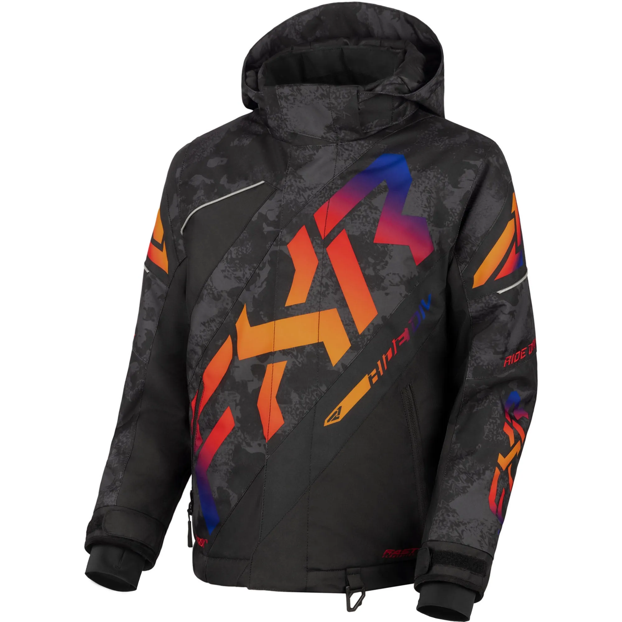 FXR Youth CX Snowmobile Jacket Black Camo/Anodized Orange