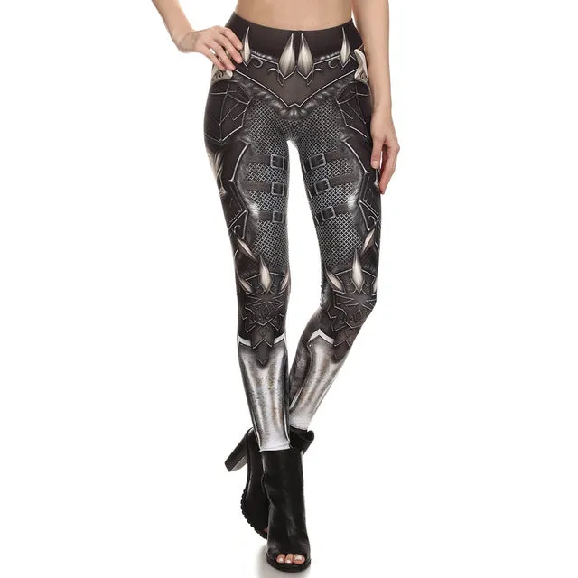 Gothic Armor Print Fitness Leggings