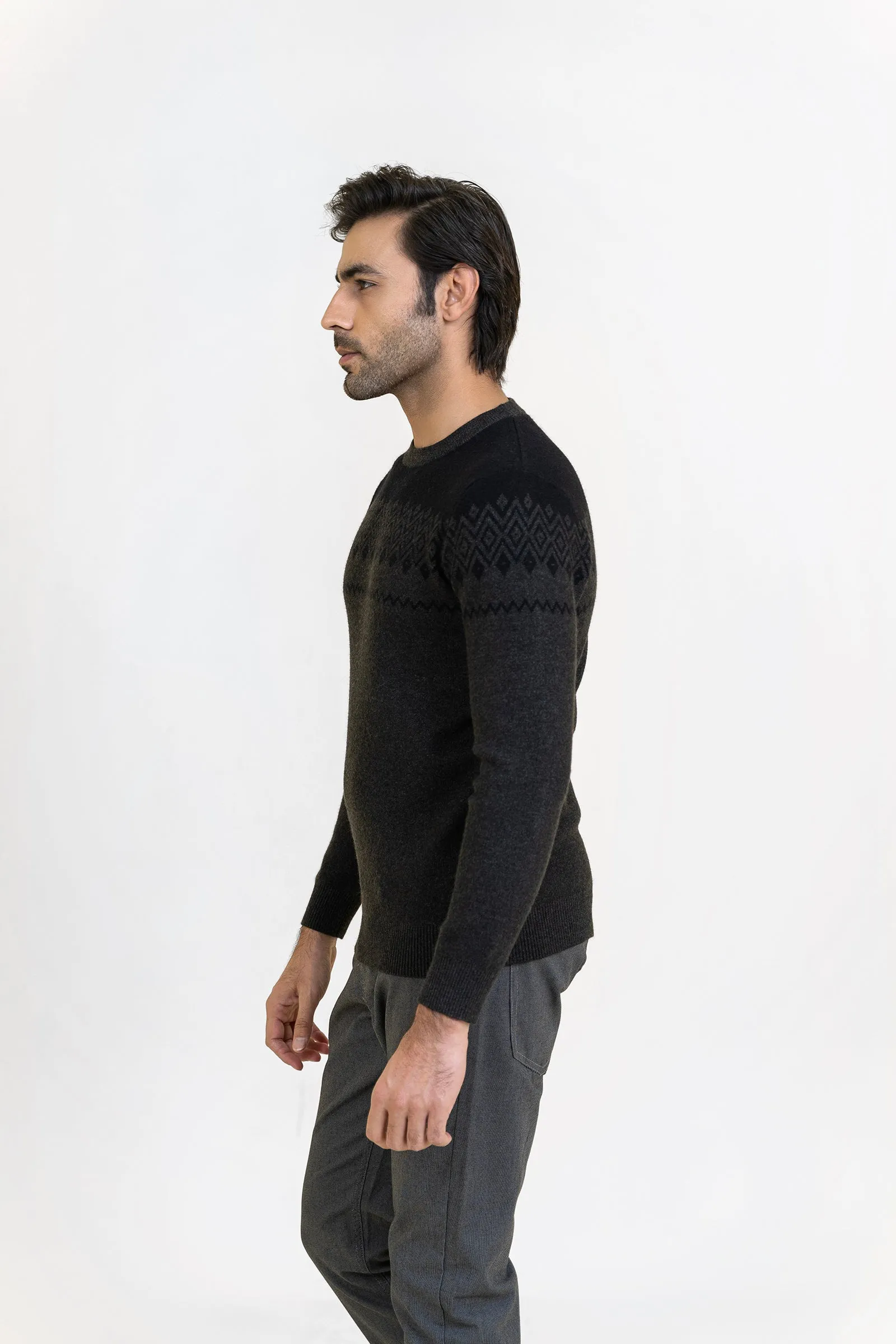 Gray Round Neck Sweater