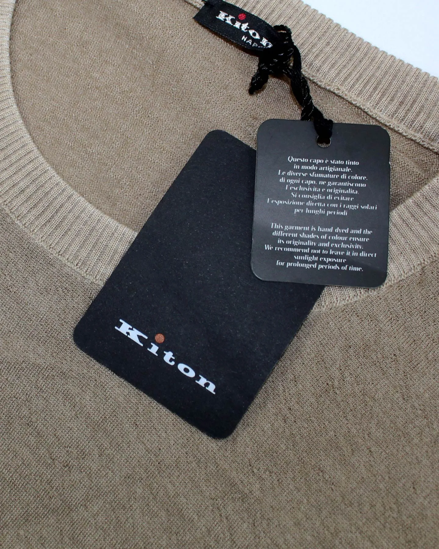 Kiton Cashmere Silk Sweater Beige Crewneck M / EU 50 SALE