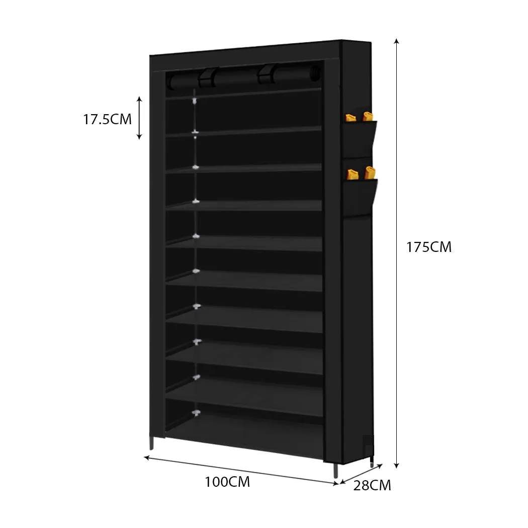 Levede 10 Tier Shoe Rack Portable Storage Black