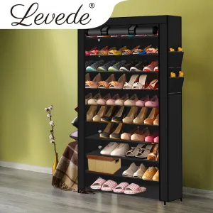 Levede 10 Tier Shoe Rack Portable Storage Black