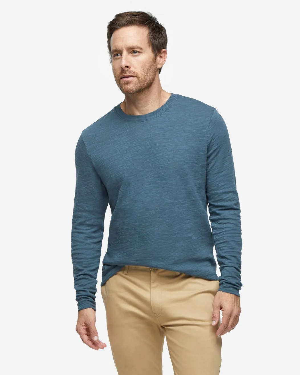 Long Sleeve Slub Crew Neck - Dark Slate