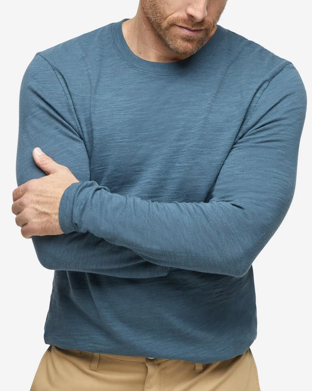 Long Sleeve Slub Crew Neck - Dark Slate
