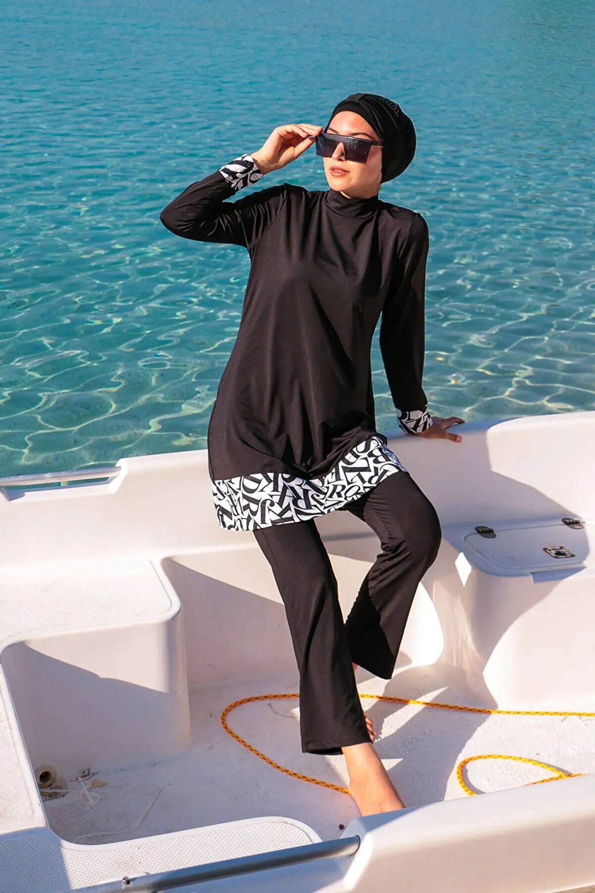 Lycra Black Burkini Modest Swimwear 1977