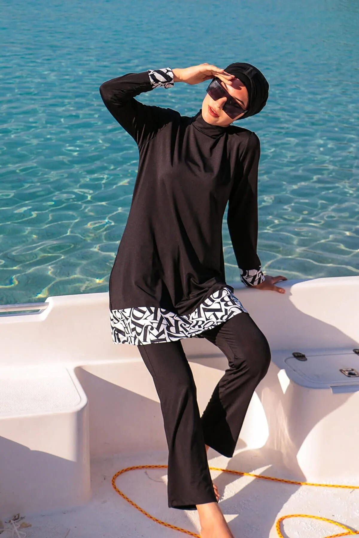 Lycra Black Burkini Modest Swimwear 1977