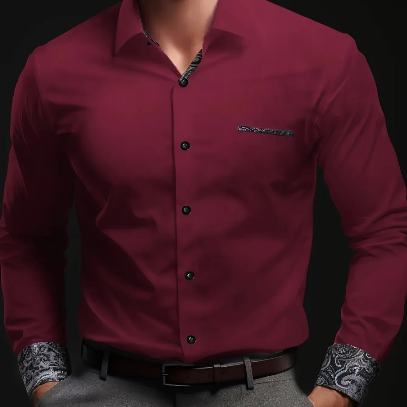 MAXEN | Formal Shirt with Paisley Pattern