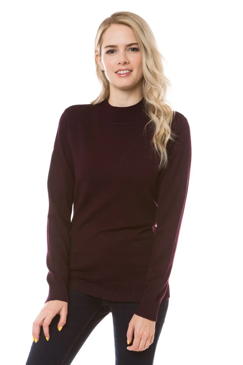 Mocking You Plum Mock Neck Soft Sweater (Size Small)