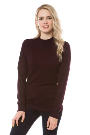 Mocking You Plum Mock Neck Soft Sweater (Size Small)