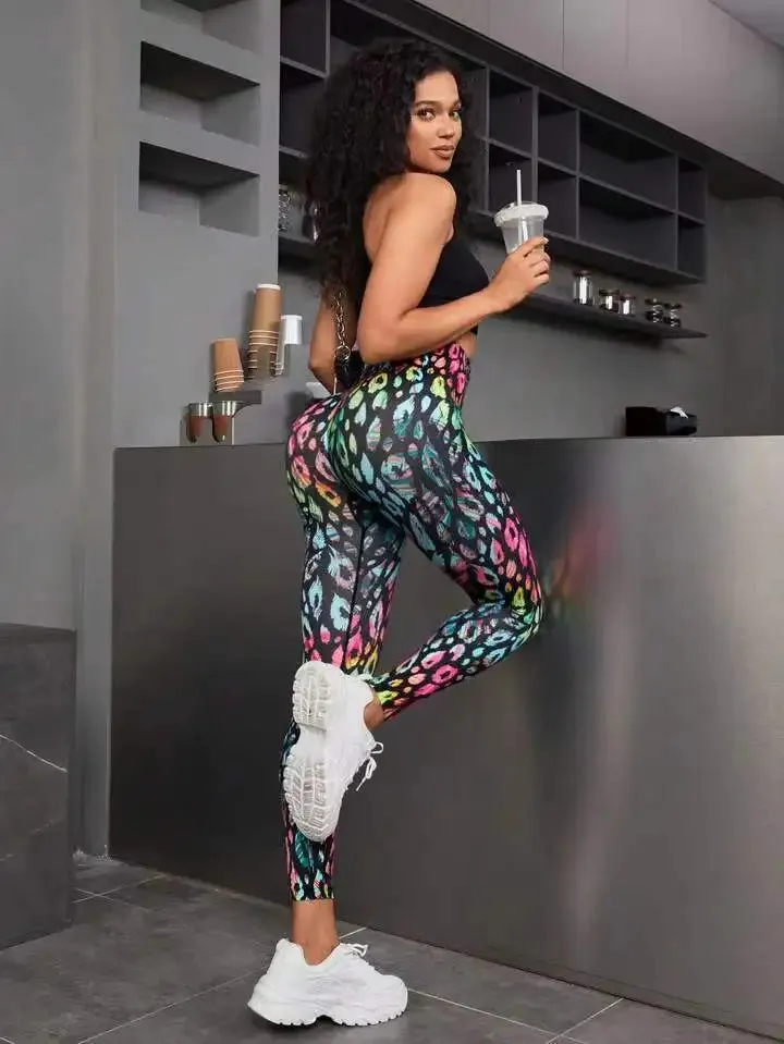 New 3D Print Tie Dye Sports Pants Women Seamless Leggings