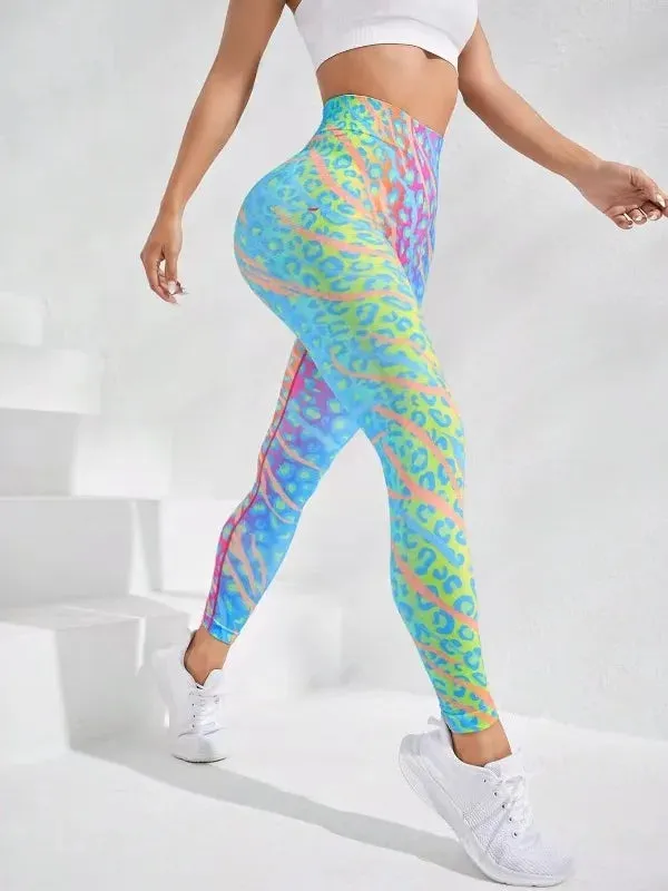 New 3D Print Tie Dye Sports Pants Women Seamless Leggings