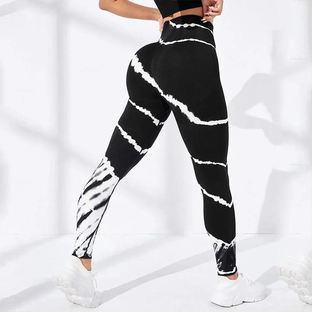 New 3D Print Tie Dye Sports Pants Women Seamless Leggings