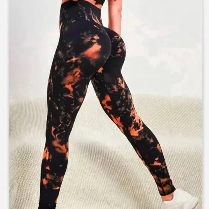 New 3D Print Tie Dye Sports Pants Women Seamless Leggings
