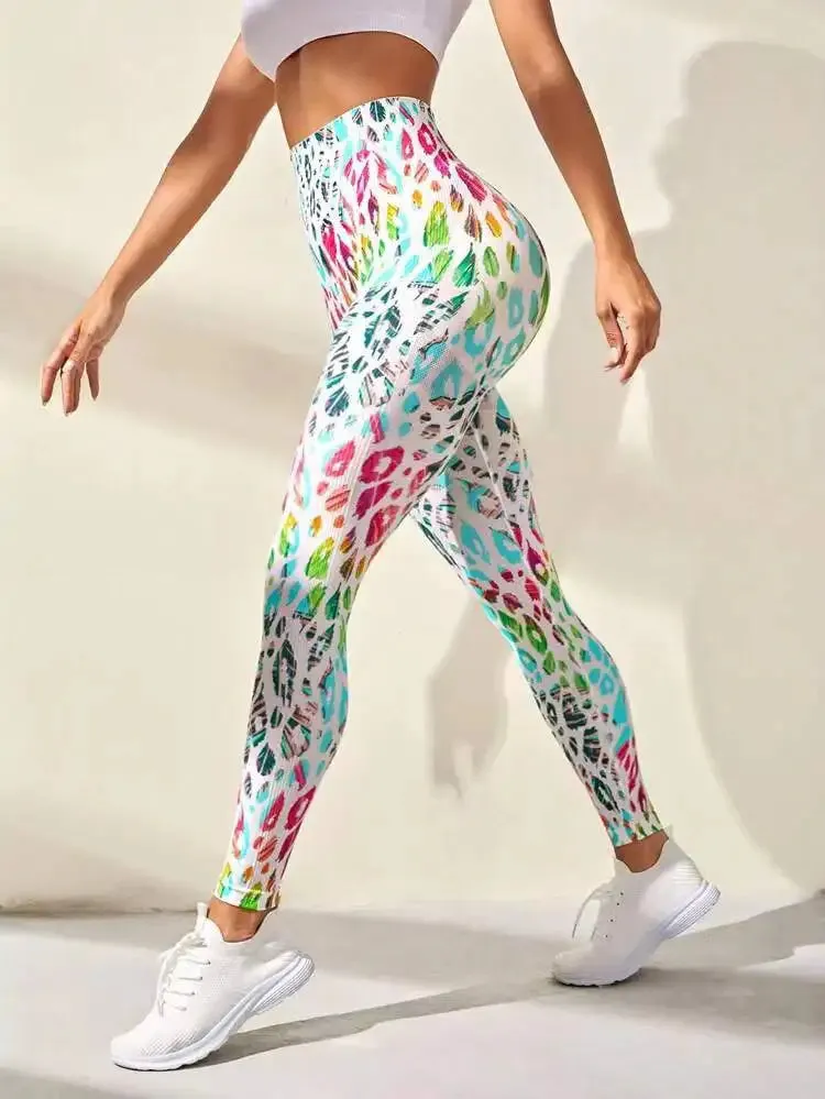 New 3D Print Tie Dye Sports Pants Women Seamless Leggings