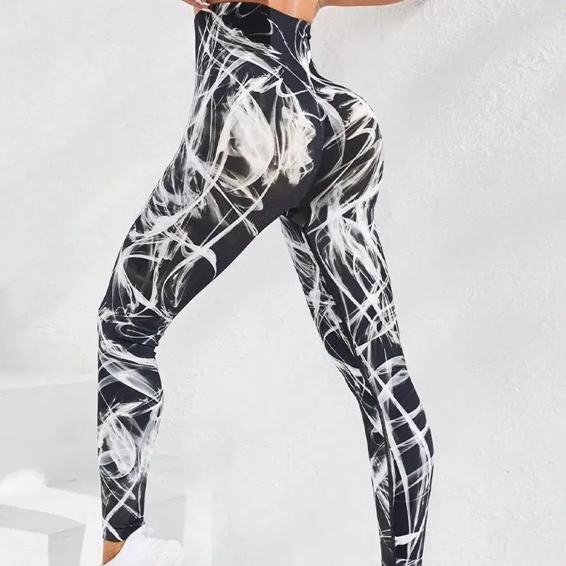 New 3D Print Tie Dye Sports Pants Women Seamless Leggings