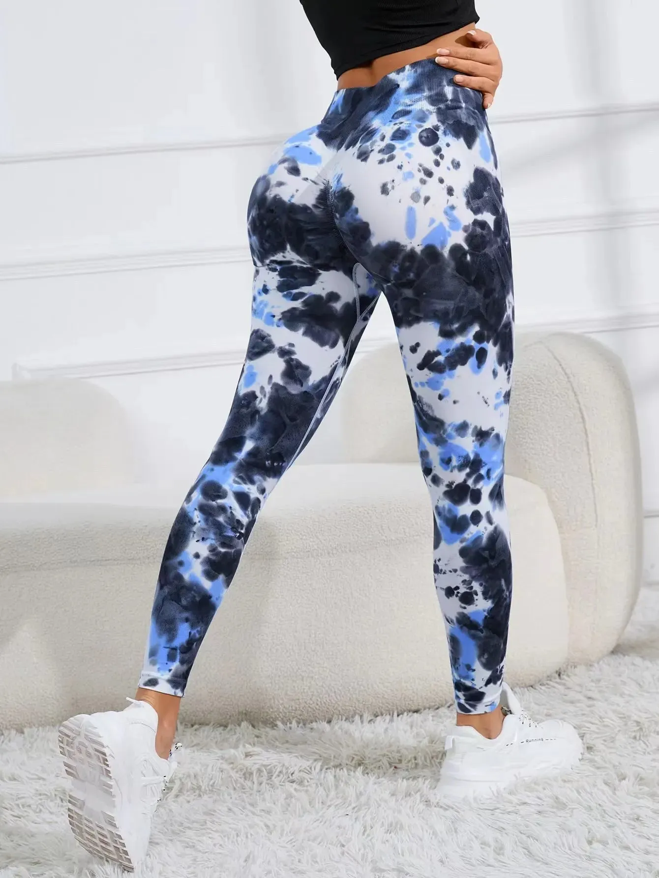 New 3D Print Tie Dye Sports Pants Women Seamless Leggings