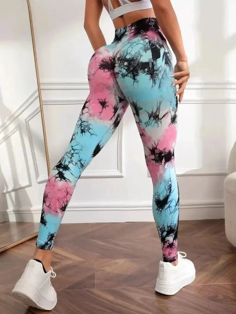 New 3D Print Tie Dye Sports Pants Women Seamless Leggings