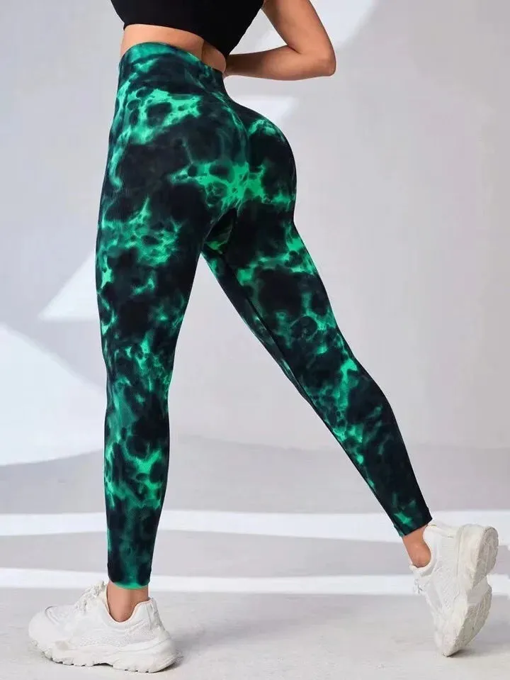 New 3D Print Tie Dye Sports Pants Women Seamless Leggings