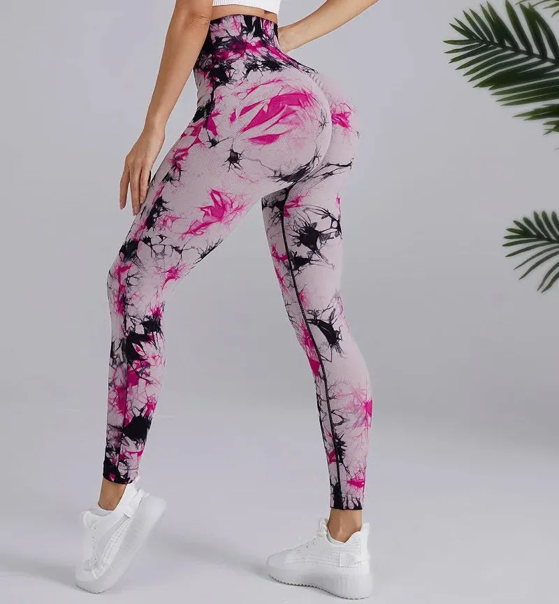 New 3D Print Tie Dye Sports Pants Women Seamless Leggings