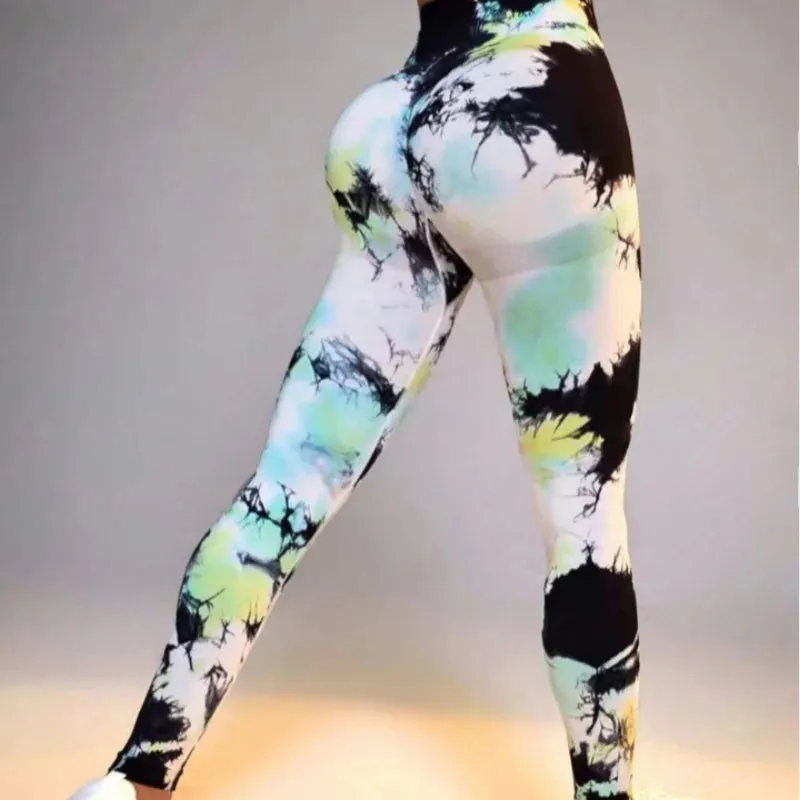 New 3D Print Tie Dye Sports Pants Women Seamless Leggings