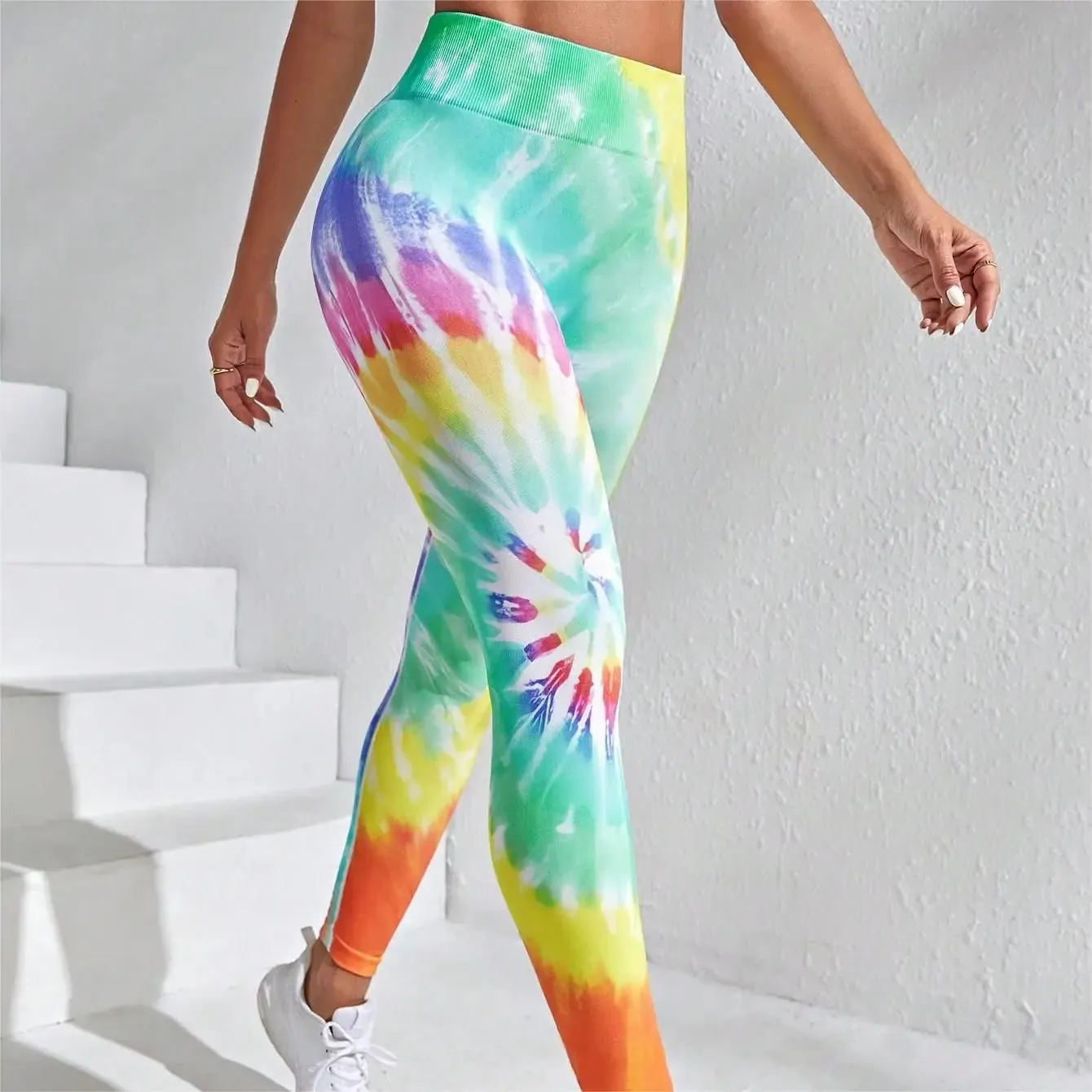 New 3D Print Tie Dye Sports Pants Women Seamless Leggings