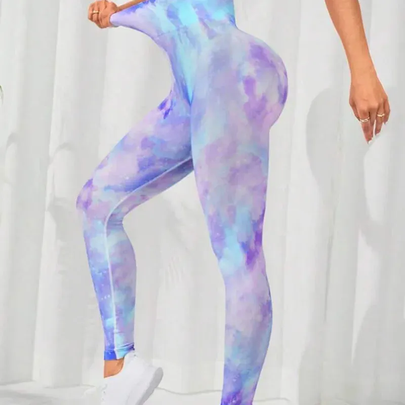 New 3D Print Tie Dye Sports Pants Women Seamless Leggings