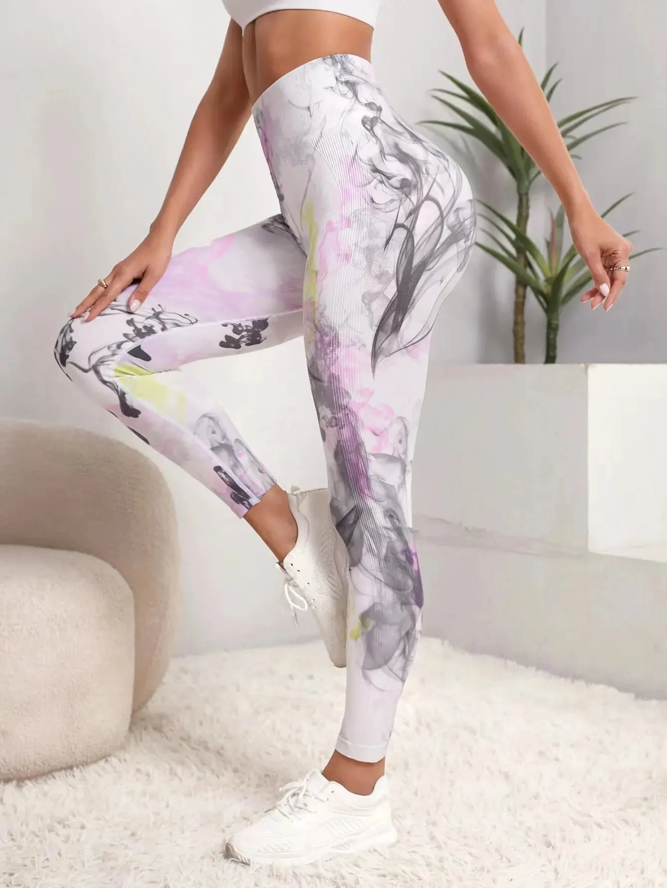 New 3D Print Tie Dye Sports Pants Women Seamless Leggings