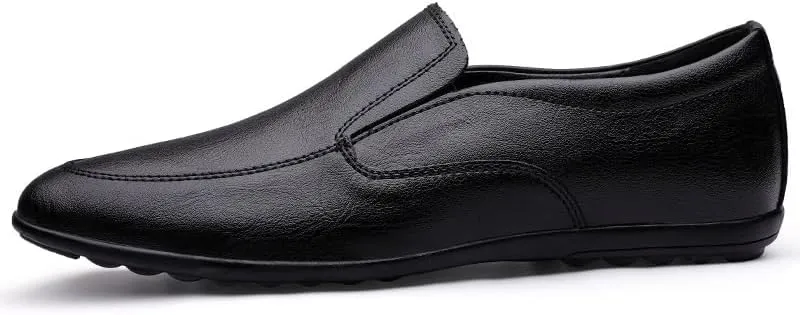 New Men's Loafers Shoes Round Toe Vegan Leather Solid Color Driving Loafers Flexible Flat Heel Slip Resistant Fashion Slip-ons