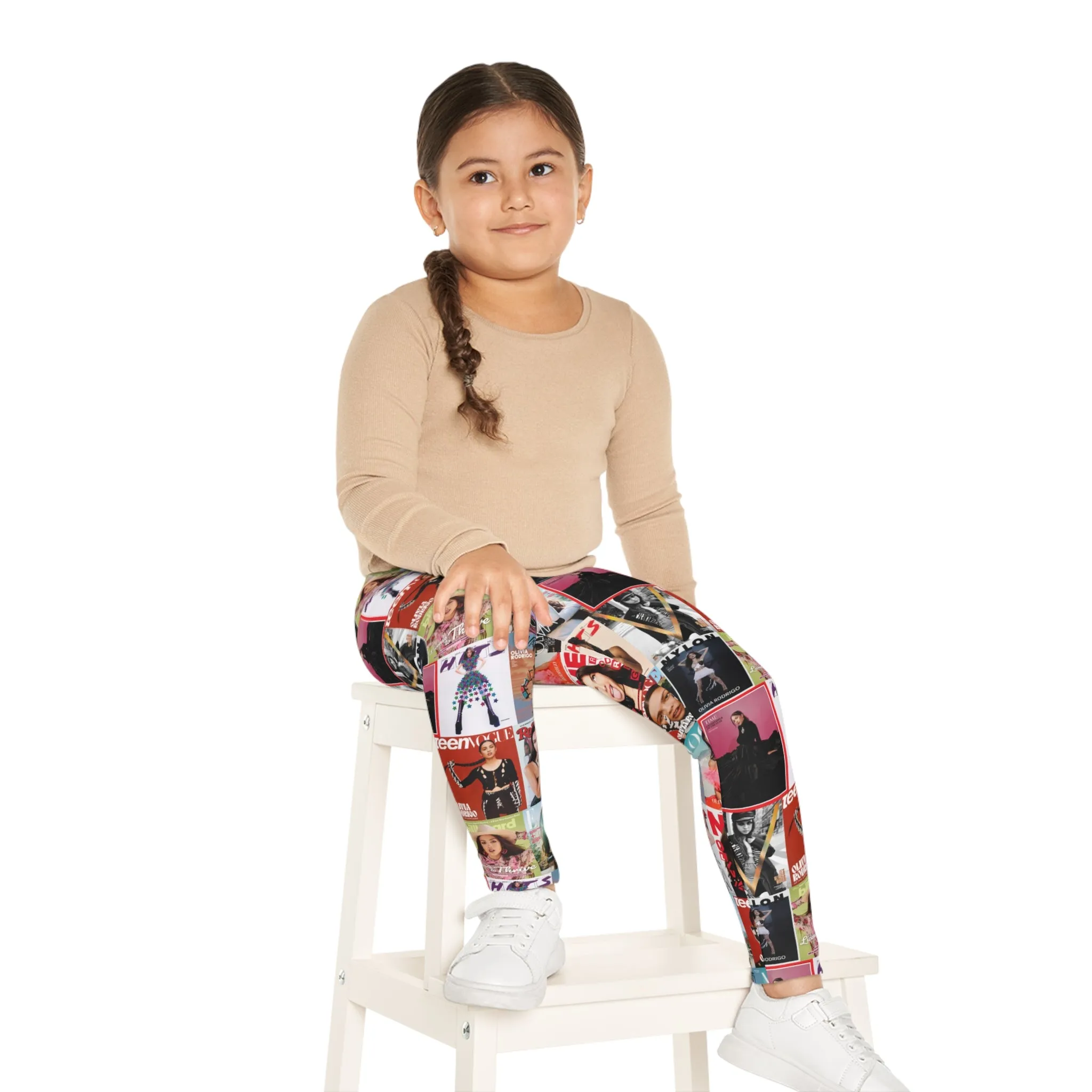 Olivia Rodrigo Magazine Cover Collage Pattern Kids Leggings